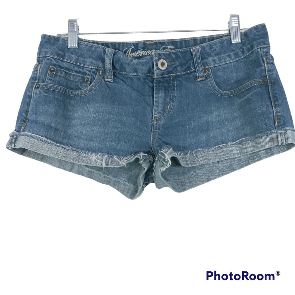 American Eagle Denim Rolled Cuff Short Shorts Size 6